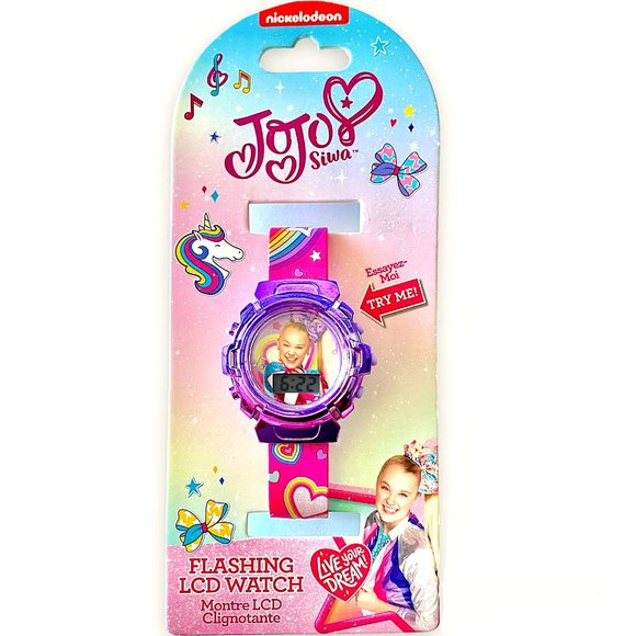 🆕 JOJO SIWA ~ FLASHING COLOURS LCD DIGITAL WRIST WATCH ~ Nickelodeon - Picture 1 of 9